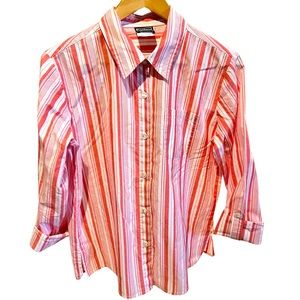 Southern Lady cotton blend button up with roll up cuff sleeves